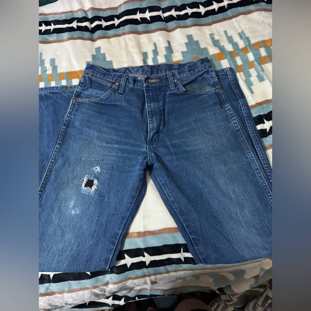 Patched mens wranglers